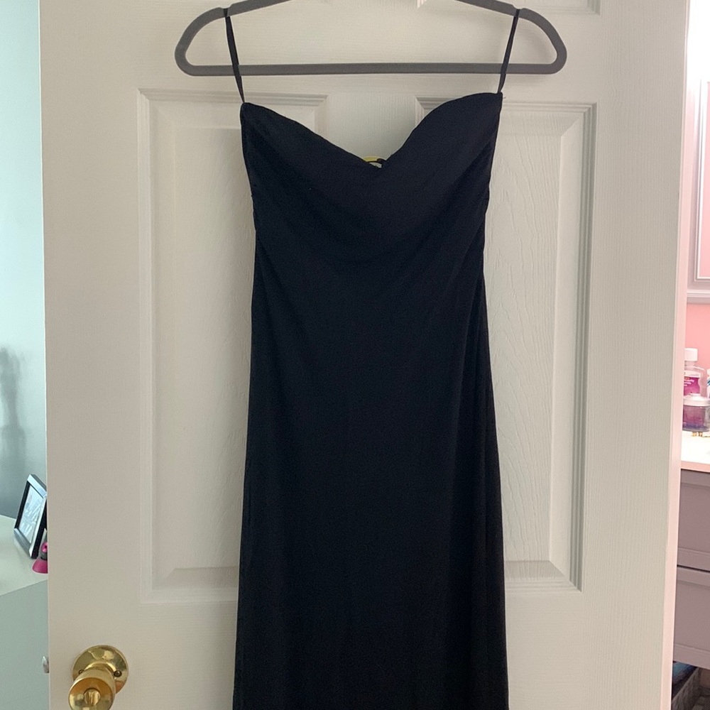 Black strapless maxi dress